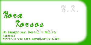 nora korsos business card